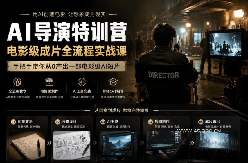 AI导演特训营,电影级成片全流程实战课,手把手带你从0产出一部电影级AI短片-小红泡