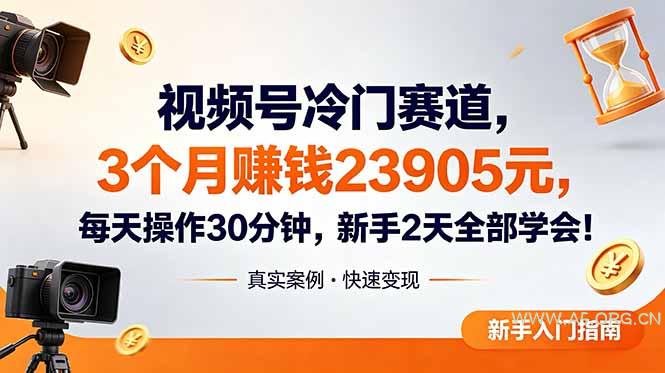 视频号冷门赛道，3个月变现23905元，新手2天学会 每天操作30分钟！-小红泡