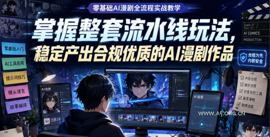 零基础AI漫剧全流程实战教学,掌握整套流水线玩法,稳定产出合规优质的AI漫剧作品-小红泡