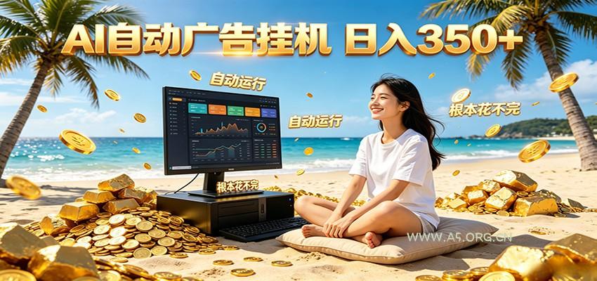 AI自动广告挂机 日入350+ 真正做到躺赚式变现，根本花不完！-小红泡