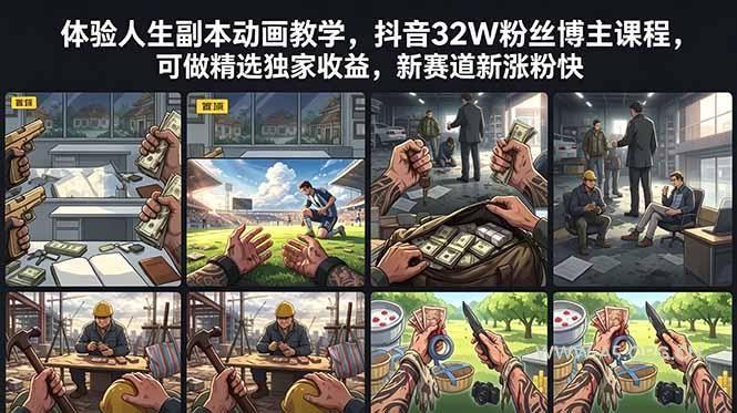 体验人生副本动画教学, 抖音32W粉丝博主课程,可做精选独家收益,新赛道新涨粉快-小红泡
