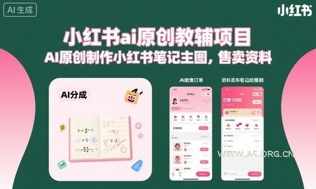 小红书ai原创教辅项目,AI原创制作小红书笔记主图,售卖资料(更新)-小红泡