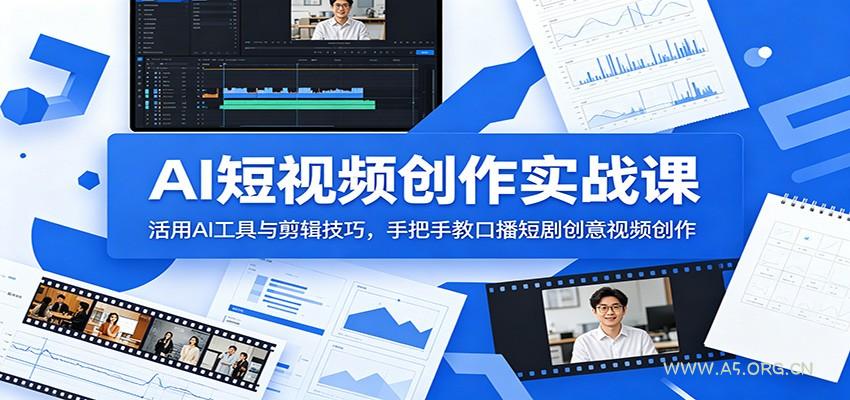 AI短视频创作实战课：活用AI工具与剪辑技巧，手把手教口播短剧创意视频创作-小红泡