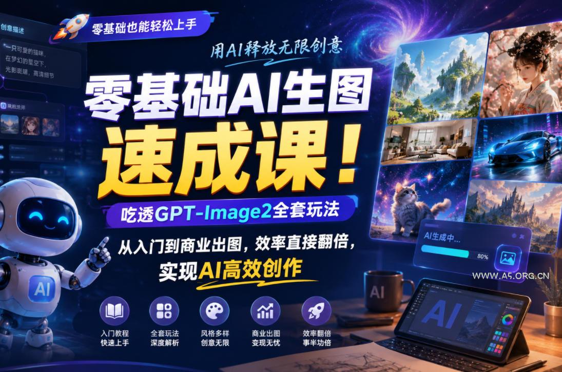 零基础AI生图速成课!吃透GPT-Image2全套玩法,从入门到商业出图,效率直接翻倍,实现AI高效创作-小红泡