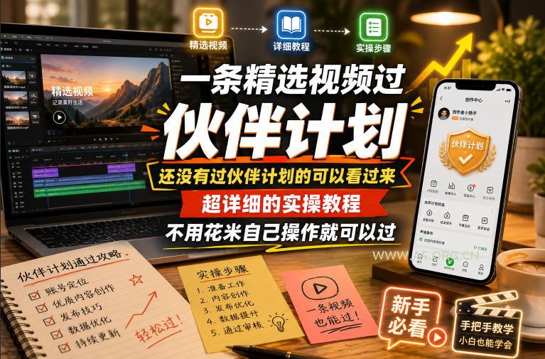 一条精选视频过伙伴计划,还没有过伙伴计划的可以看过来,超详细的实操教程,不用花米自己操作就可以过-小红泡