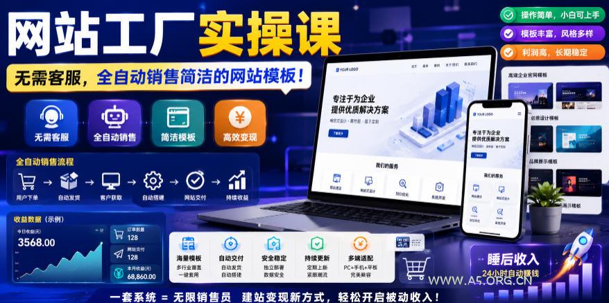 网站工厂实操课,无需客服,网站模板自动赚钱!【原创双语字幕】-小红泡
