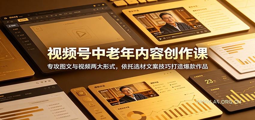 视频号中老年内容创作课:专攻图文与视频两大形式,依托选材文案技巧打造爆款作品-小红泡