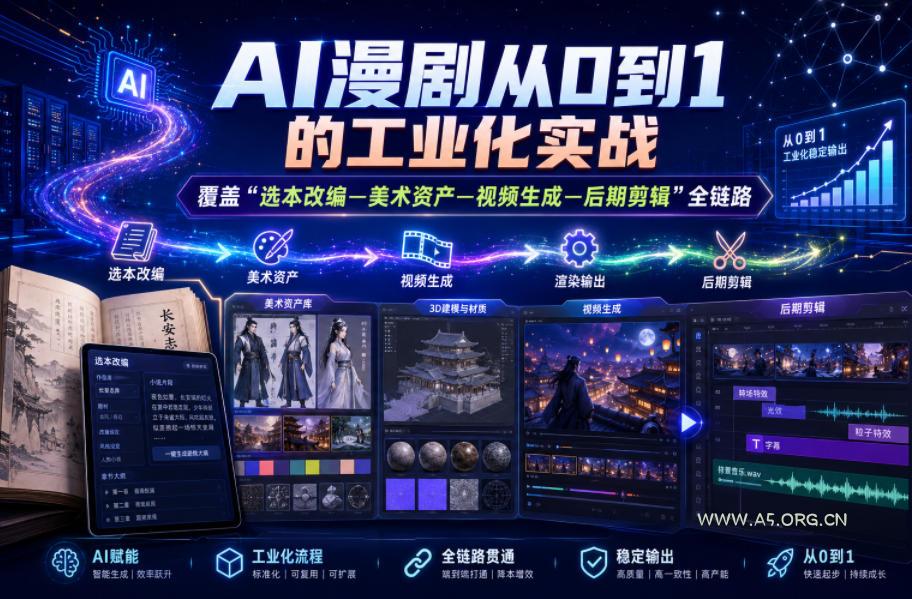 AI漫剧从0到1的工业化实战,覆盖“选本改编—美术资产—视频生成—后期剪辑”全链路(更新6月)-小红泡