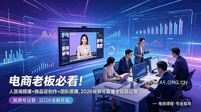 电商老板必看!人货场搭建+排品设计+素材创作+团队搭建,2026视频号直播全链路运营-小红泡