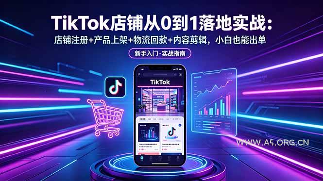 TikTok店铺从0到1落地实战:店铺注册+产品上架+物流回款+内容剪辑,小白也能出单-小红泡
