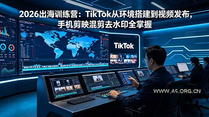 2026出海训练营:TikTok从环境搭建到视频发布,手机剪映混剪去水印全掌握-小红泡