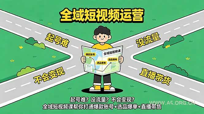 起号难?没流量?不会变现?全域短视频课帮你打通爆款账号+选品爆单+直播带货-小红泡