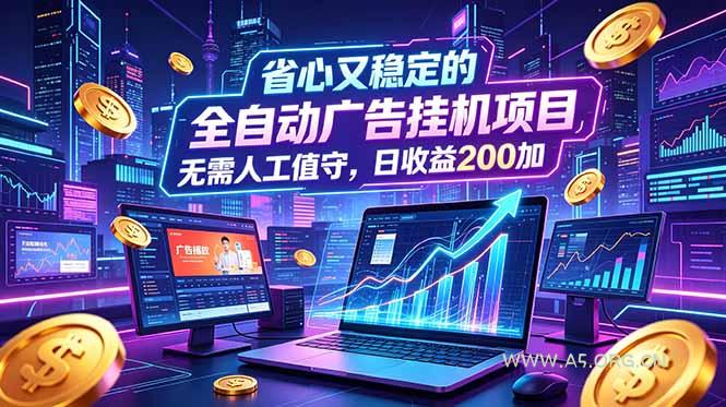 全自动广告挂机项目,全程无需人工值守。稳定创收每日收益200+-小红泡