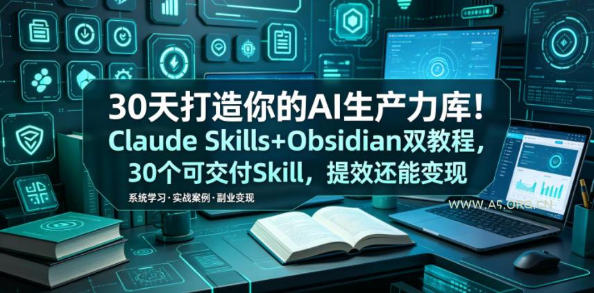 30天打造你的AI生产力库!Claude Skills+Obsidian 双教程,30 个可交付 Skill,提效还能变现-小红泡