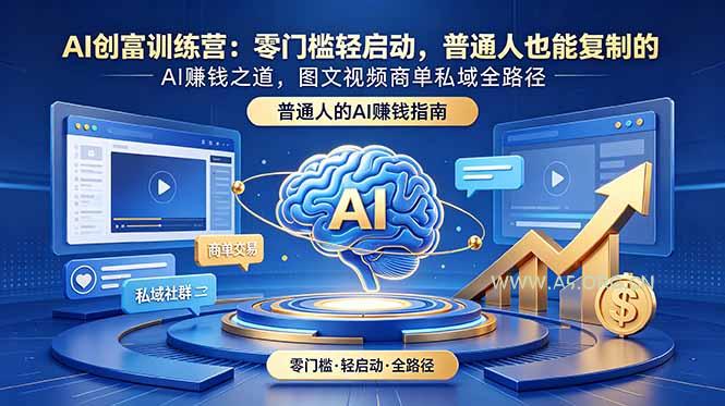 AI创富训练营:零门槛轻启动,普通人也能复制的AI赚钱之道,图文视频商单私域全路径-小红泡