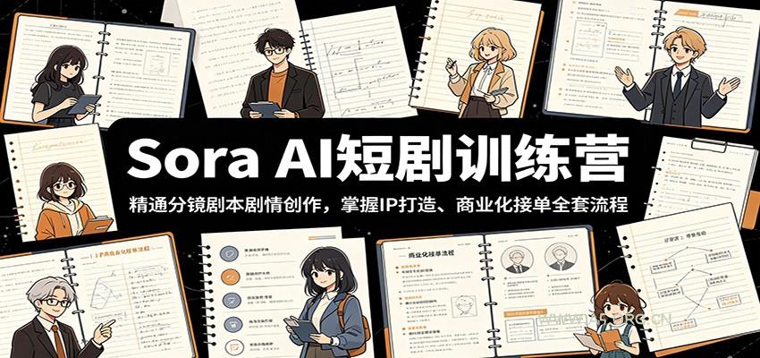 Sora AI短剧训练营：精通分镜剧本剧情创作，掌握IP打造、商业化接单全套流程-小红泡