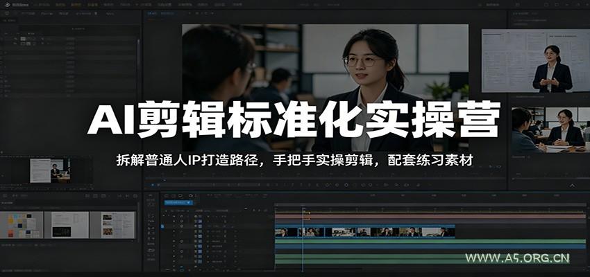 AI剪辑标准化实操营:拆解普通人IP打造路径,手把手实操剪辑,配套练习素材-小红泡