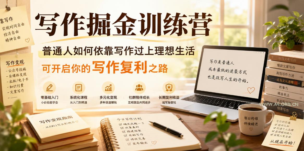 写作掘金训练营,普通人如何依靠写作过上理想生活,可开启你的写作复利之路(更新6月)-小红泡