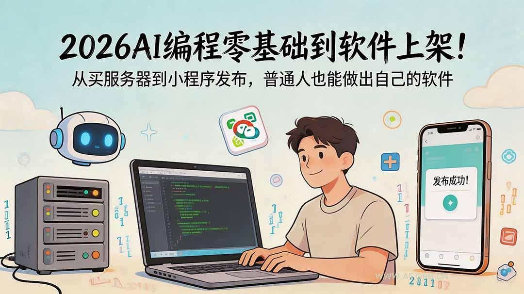 2026AI编程零基础到软件上架！从买服务器到小程序发布，普通人也能做出自己的软件-小红泡