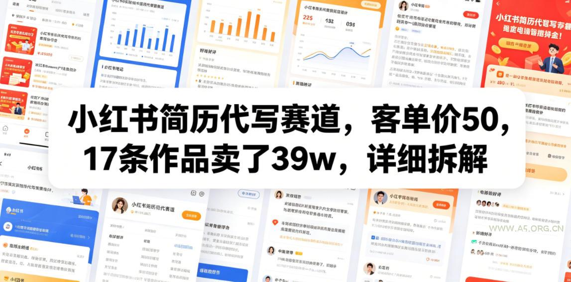 小红书简历代写赛道，客单价50，17条作品卖了39w，详细拆解-小红泡