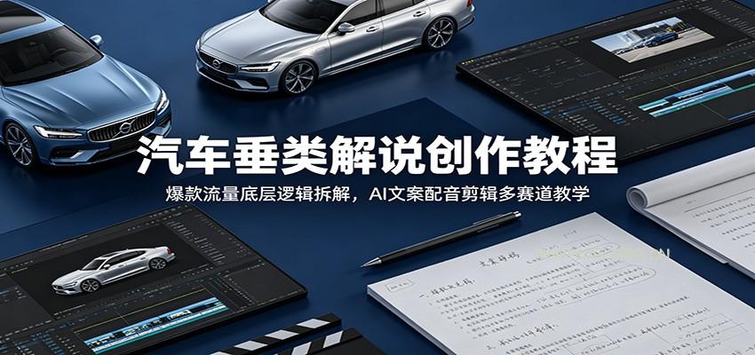 汽车垂类解说创作教程:爆款流量底层逻辑拆解,AI文案配音剪辑多赛道教学-小红泡