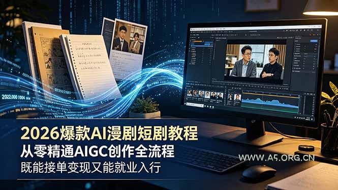 2026 爆款 AI 漫剧短剧教程 从零精通 AIGC 创作全流程 既能接单变现又能就业入行-小红泡