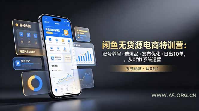 闲鱼无货源电商特训营:账号养号+选爆品+发布优化+日出10单,从0到1系统运营-小红泡