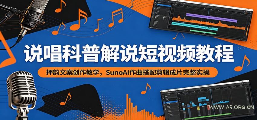 说唱科普解说短视频教程：押韵文案创作教学，SunoAI作曲搭配剪辑成片完整实操-小红泡