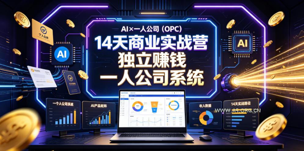 AI×一人公司(OPC)14天商业实战营,用AI帮你搭建一个属于你自己的、能独立賺钱的一人公司系统-小红泡