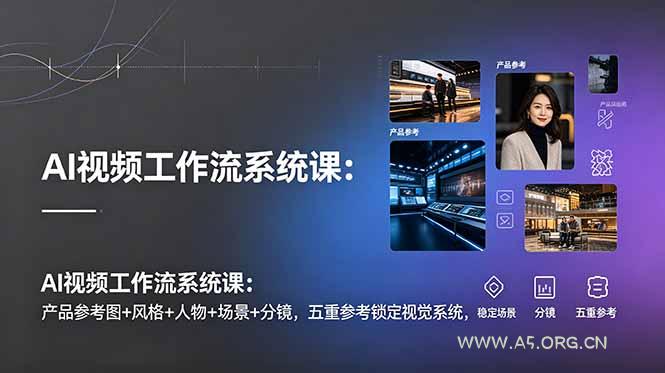 AI视频工作流系统课:产品参考图+风格+人物+场景+分镜,五重参考锁定视觉系统,稳定产出高质量视频-小红泡