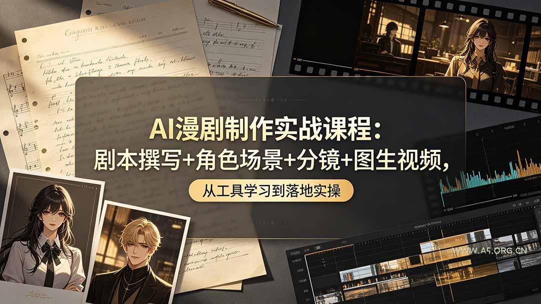 AI漫剧制作实战课程:剧本撰写+角色场景+分镜+图生视频,从工具学习到落地实操-小红泡
