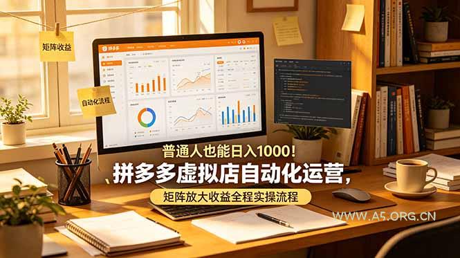 普通人也能日入 1000!拼多多虚拟店自动化运营,矩阵放大收益全程实操流程-小红泡