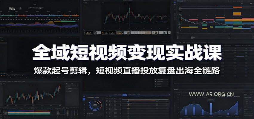 全域短视频变现实战课:爆款起号剪辑,短视频直播投放复盘出海全链路-小红泡