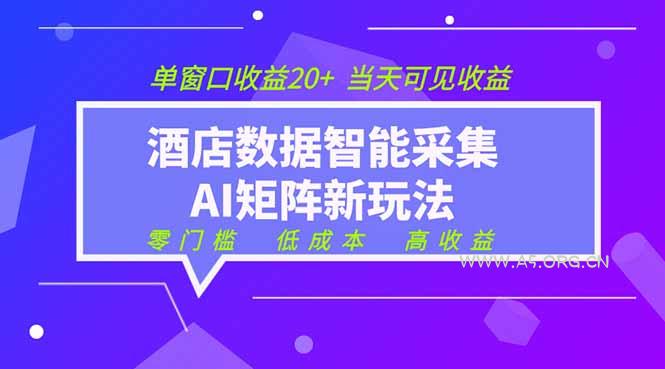 2026酒店数据采集ai智能矩阵新风口  低成本   高收益   当天见收益   单窗口20+-小红泡