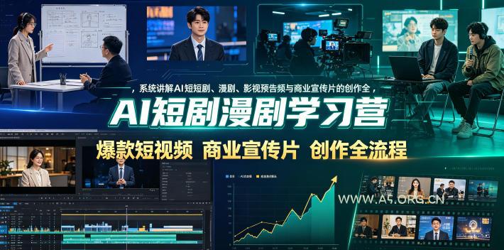 AI短剧漫剧学习营，系统讲解AI短剧、漫剧、影视预告片、爆款短视频与商业宣传片的创作全流程-小红泡
