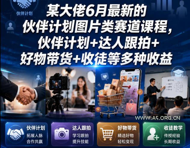 某大佬6月最新的伙伴计划图片类赛道课程，伙伴计划+达人跟拍+好物带货+收徒等多种收益-小红泡