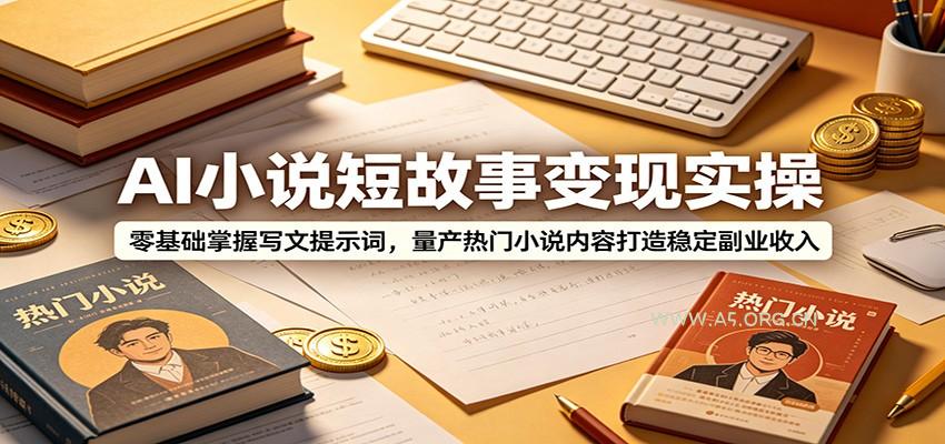 AI小说短故事变现实操：零基础掌握写文提示词，量产热门小说内容打造稳定副业收入-小红泡