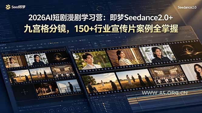 2026AI短剧漫剧学习营：即梦Seedance2.0+九宫格分镜，150+行业宣传片案例全掌握-小红泡