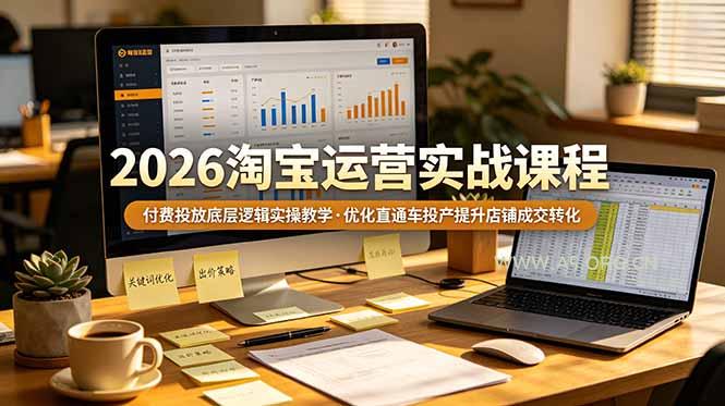 2026 淘宝运营实战课程，付费投放底层逻辑实操教学，优化直通车投产提升店铺成交转化-小红泡