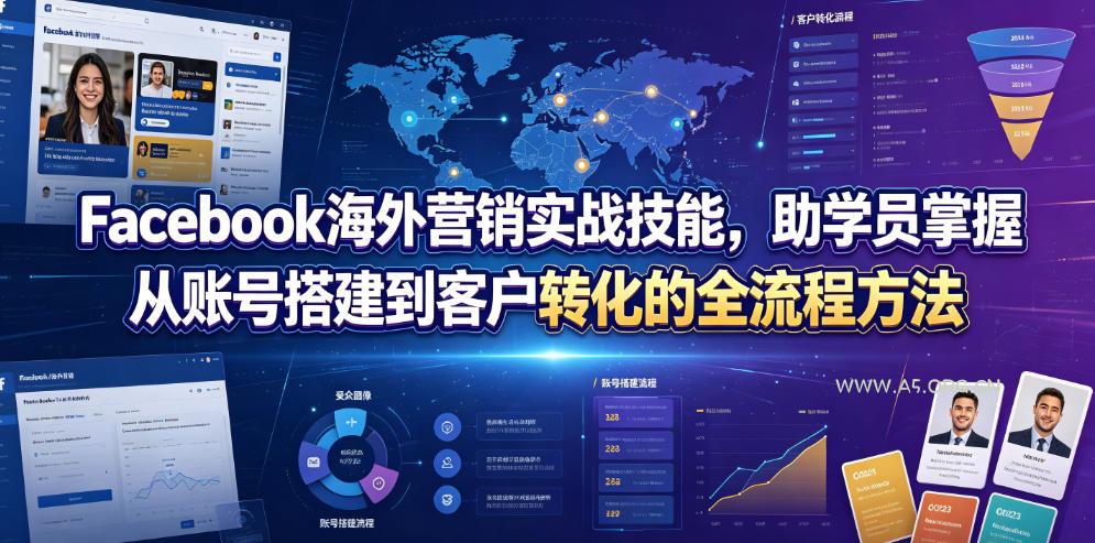 Facebook海外营销实战技能，助学员掌握从账号搭建到客户转化的全流程方法-小红泡