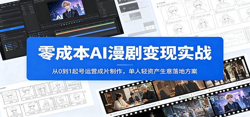 零成本AI漫剧变现实战：从0到1起号运营成片制作，单人轻资产生意落地方案-小红泡