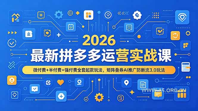2026最新拼多多运营实战课，微付费+半付费+强付费全套起款玩法，矩阵叠券AI推广防断流3.0玩法-小红泡