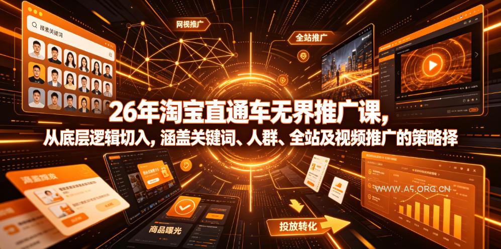 26年淘宝直通车无界推广课，从底层逻辑切入，涵盖关键词、人群、全站及视频推广的策略选择-小红泡
