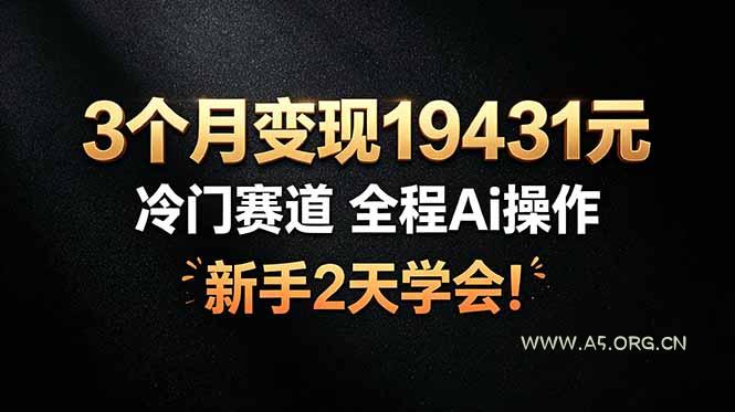 3个月变现19431元，冷门赛道 全程Ai操作，新手2天学会！-小红泡