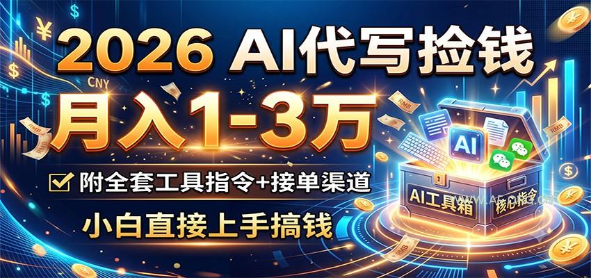 2026 AI代写捡钱，月入1-3万，附全套工具指令+接单渠道，小白直接上手搞钱-小红泡