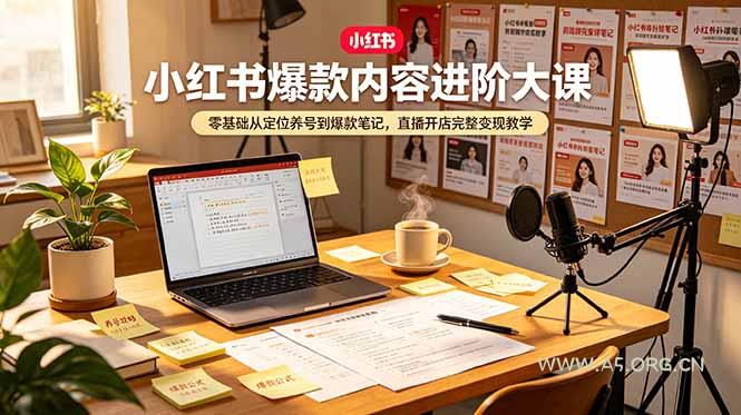 小红书爆款内容进阶大课，零基础从定位养号到爆款笔记，直播开店完整变现教学-小红泡