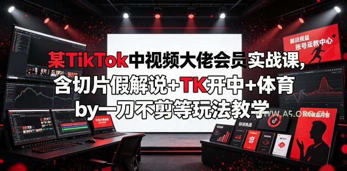 某TikTok中视频大佬会员实战课，含切片假解说+TK开中+体育by一刀不剪等玩法教学-小红泡