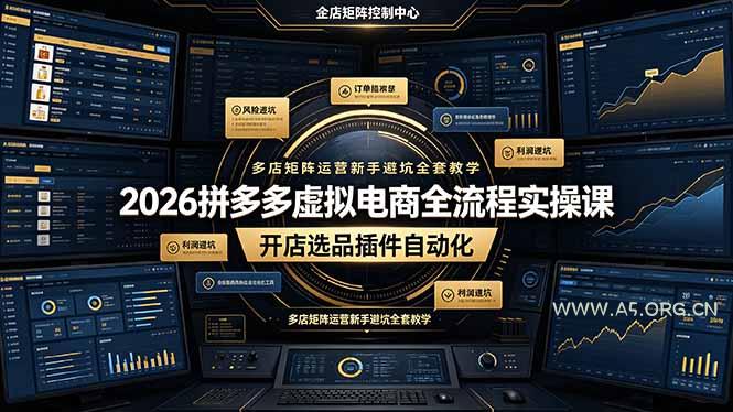 2026拼多多虚拟电商全流程实操课,开店选品插件自动化,多店矩阵运营新手避坑全套教学-小红泡