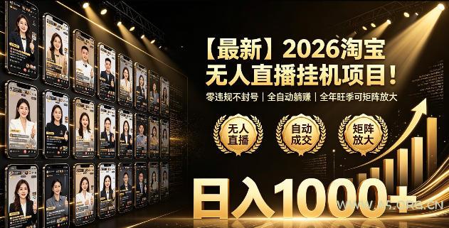 2026淘宝无人直播挂播项目！零违规不封号，全自动躺賺，全年旺季可矩阵放大，日入1000+【揭秘】-小红泡