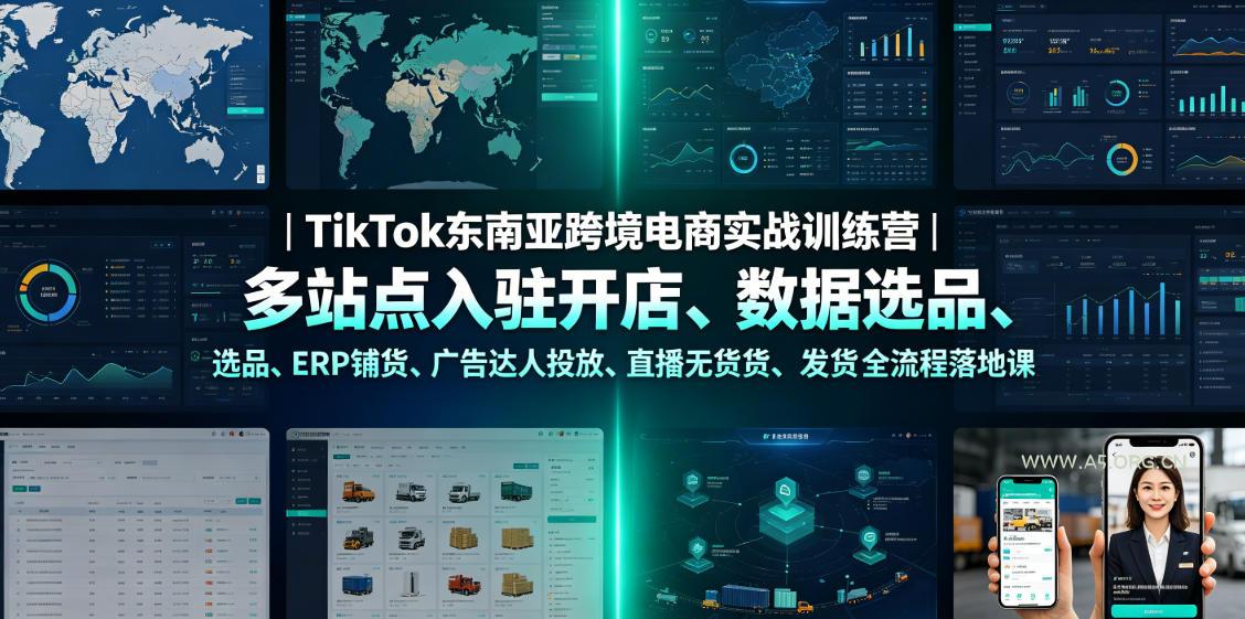 TikTok东南亚跨境电商实战训练营|多站点入驻开店、数据选品、ERP铺货、广告达人投放、直播无货源发货全流程落地课-小红泡